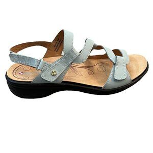 Revere Women’s Emerald 3 Strap Leather Sandals Miami Seafoam French Size 8 Wide